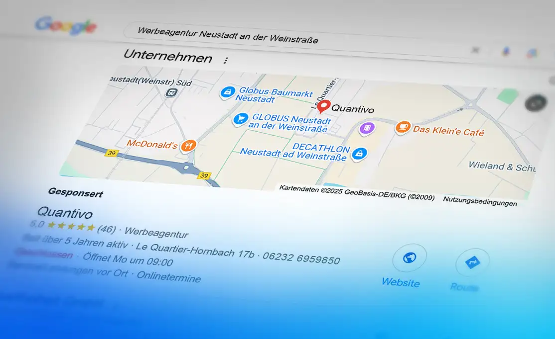 Screenshot zeigt das gesponserte Suchergebnis von Google Ads zu Werbeagentur Neustadt